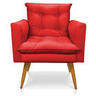 Poltrona Olivia Suede Pés Palito Castanho - Pallazio - Vermel