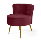 Poltrona Olivia Veludo Vermelho Bordô D-500 Pés Metálico Bron