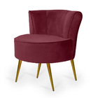 Poltrona Olivia Veludo Vermelho Bordô D-500 Pés Metálico Bron