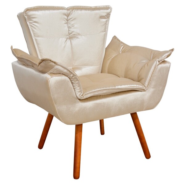 Poltrona Opala Acetinado P?s Palito Castanho D'rossi - Bege