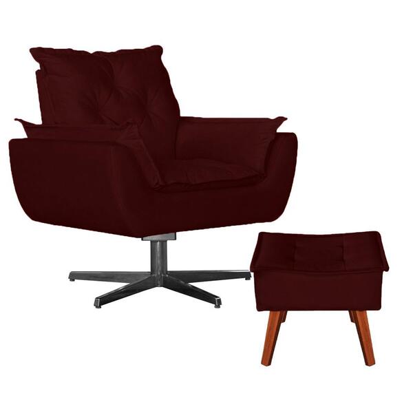 Poltrona Opala Base De Balanço Com Puff Amamentação Suede Bor