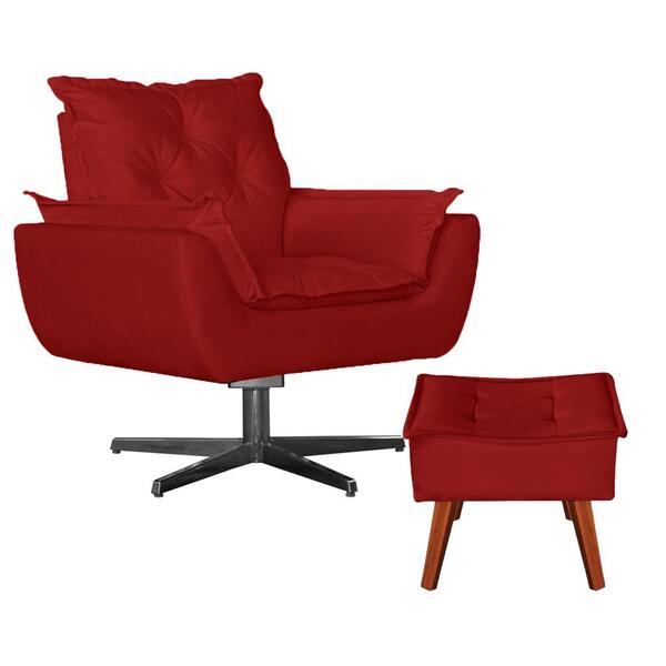 Poltrona Opala Base De Balanço Com Puff Amamentação Suede Ver