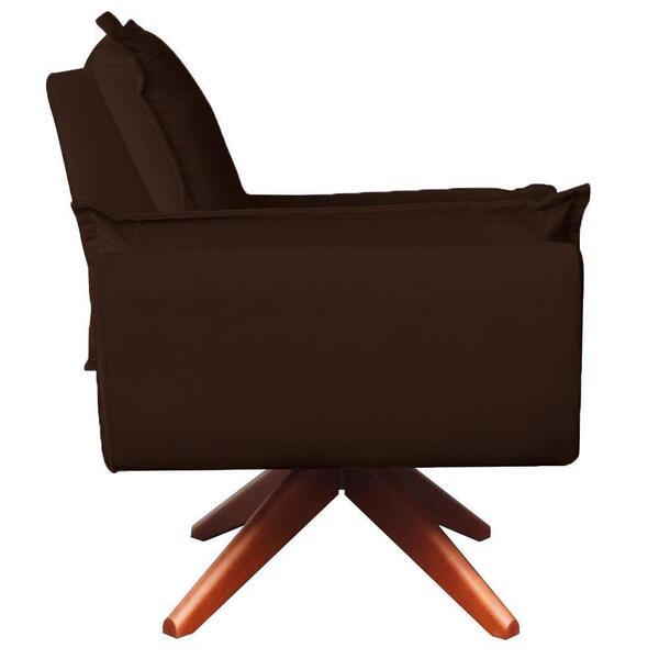 Poltrona Opala Base Giratória Amamentação Suede Marrom