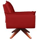 Poltrona Opala Base Giratória Com Puff Suede Vermelho