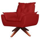 Poltrona Opala Base Giratória Com Puff Suede Vermelho