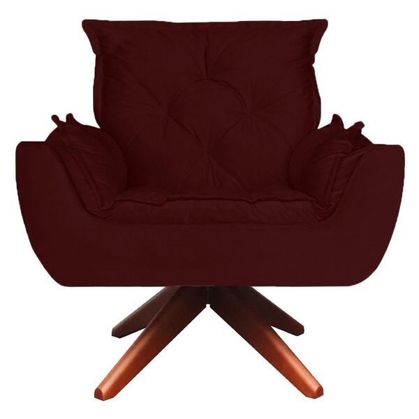 Poltrona Opala Base Giratória De Madeira Amamentação Suede Bo