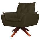 Poltrona Opala Base Giratória De Madeira Amamentação Suede Ca