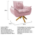 Poltrona Opala Base Giratória De Madeira Corano - Amarena Móv