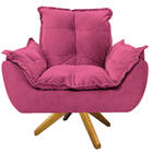 Poltrona Opala Base Giratória De Madeira Corano Pink - Doce S