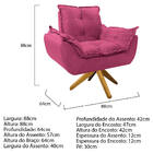 Poltrona Opala Base Giratória De Madeira Corano Pink - Doce S