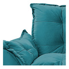 Poltrona Opala Base Giratória De Madeira Suede Azul Turquesa