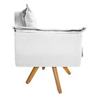Poltrona Opala Base Giratória De Madeira Suede Branco - Doce