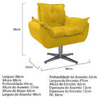 Poltrona Opala Base Giratória De Metal Corano - Amarena Móvei