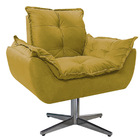 Poltrona Opala Base Giratória De Metal Suede Amarelo - Amaren