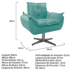 Poltrona Opala Base Giratória De Metal Suede Azul Tiffany - A