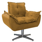Poltrona Opala Base Giratória De Metal Suede Mostarda - Amare