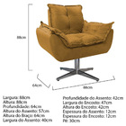 Poltrona Opala Base Giratória De Metal Suede Mostarda - Amare