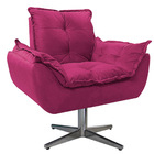 Poltrona Opala Base Giratória De Metal Suede Pink - Amarena M