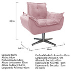 Poltrona Opala Base Giratória De Metal Suede Rosa Bebê - Amar