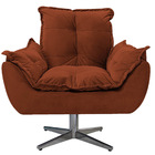 Poltrona Opala Base Giratória De Metal Suede Terracota - Amar