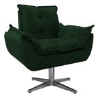Poltrona Opala Base Giratória De Metal Suede Verde - Amarena