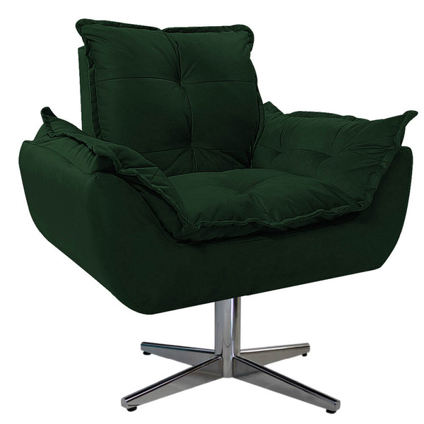 Poltrona Opala Base Giratória De Metal Suede Verde - Amarena