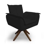 Poltrona Opala Base Giratória Suede Pret