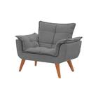 Poltrona Opala Com Pés Palito Suede Cinza