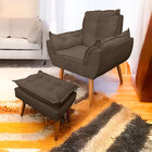 Poltrona Opala Com Puff Opala Para Sala E Quarto Suede Capucc