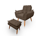 Poltrona Opala Com Puff Opala Para Sala E Quarto Suede Capucc