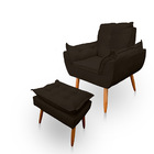 Poltrona Opala Com Puff Opala Para Sala E Quarto Suede - Jylc