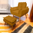 Poltrona Opala Com Puff Opala Para Sala E Quarto Suede - Jylc