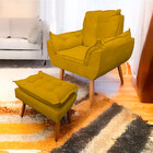 Poltrona Opala Com Puff Opala Para Sala E Quarto Suede - Jylc