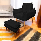 Poltrona Opala Com Puff Opala Para Sala E Quarto Suede Preto