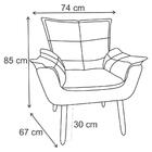 Poltrona Opala Com Puff Suede Cinza