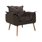 Poltrona Opala Composê Bordado Chocolate Com Veludo Marrom Pé