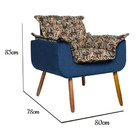 Poltrona Opala Composê Milão Marrom Com Veludo Azul Marinho P