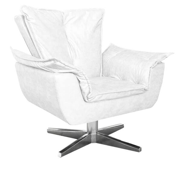 Poltrona Opala Corino Glow Branco Base Giratória Cromada Tana