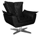 Poltrona Opala Corino Glow Preto Base Giratória Cromada Bnn D