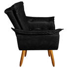 Poltrona Opala Corino Glow Preto Pés Palito Bnn Decor