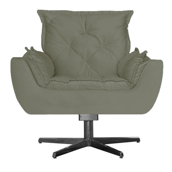 Poltrona Opala Decorativa Base De Balanço Amamentação Suede C