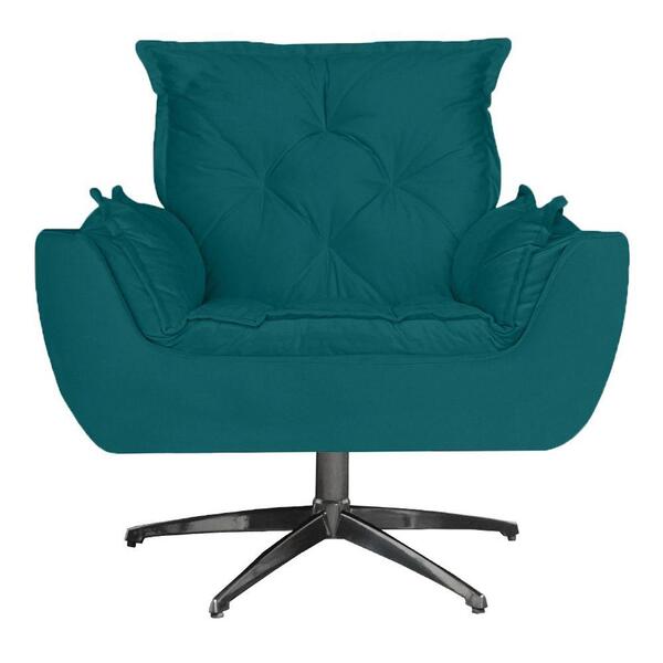 Poltrona Opala Decorativa Base Giratória Amamentação Suede Az