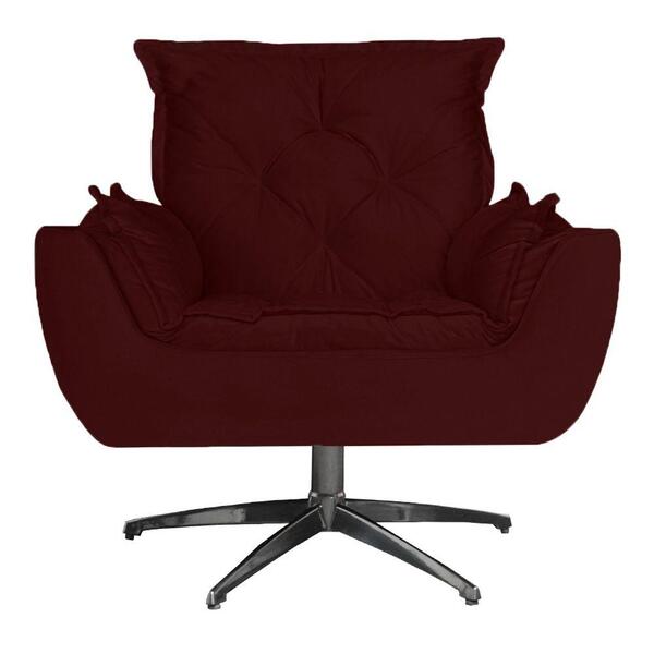 Poltrona Opala Decorativa Base Giratória Amamentação Suede Bo