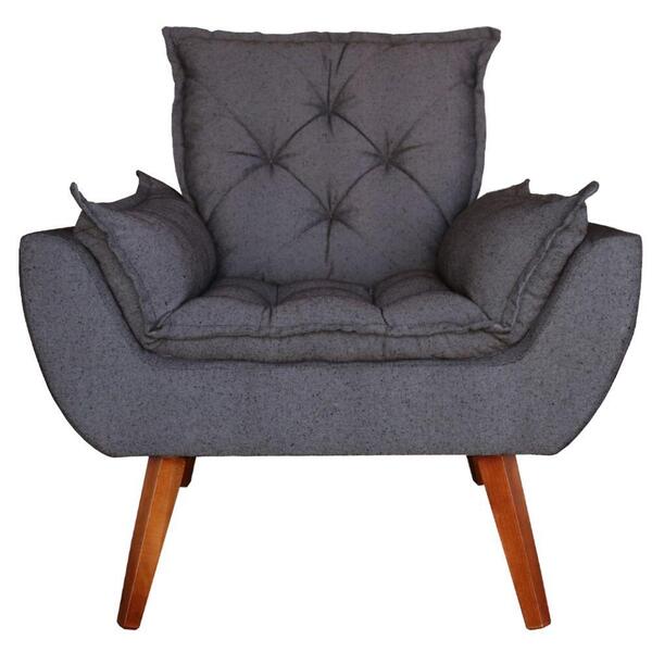 Poltrona Opala Decorativa Linho Café Kasa Sofá