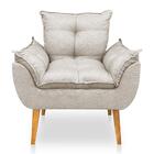 Poltrona Opala Decorativa Luxo Linho Bege Dal Poz Estofados