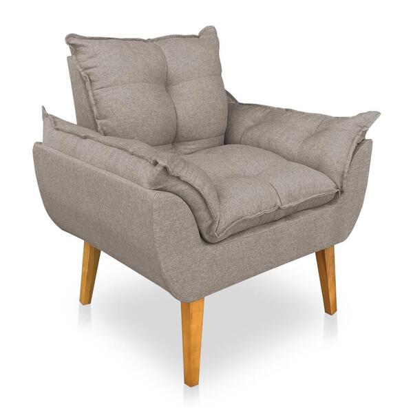 Poltrona Opala Decorativa Luxo Linho Capuccino Dal Poz Estofa
