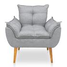 Poltrona Opala Decorativa Luxo Linho Cinza Dal Poz Estofados