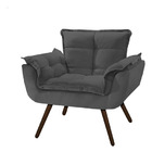 Poltrona Opala Decorativa Para Sala E Quarto Pés Palito Suede