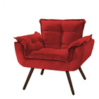 Poltrona Opala Decorativa Para Sala E Quarto Pés Palito Suede