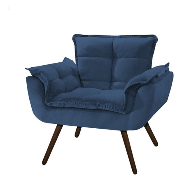 Poltrona Opala Decorativa Para Sala E Quarto Pés Palito Suede